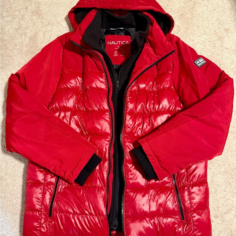 Nautica Red Puffer Coat MEN